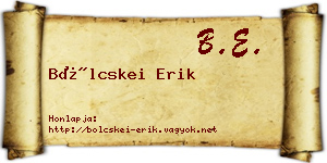 Bölcskei Erik névjegykártya
